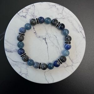 Blue and Black Beaded Bracelet
